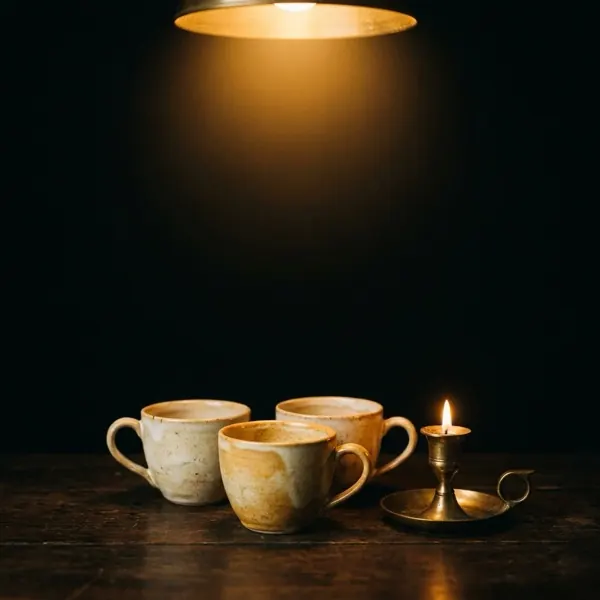 Trois tasses et bougie en laiton